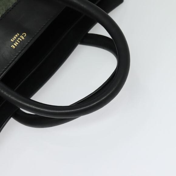 CELINE Luggage Mini Shopper Hand Bag Leather Green Gold - Picture 7 of 12